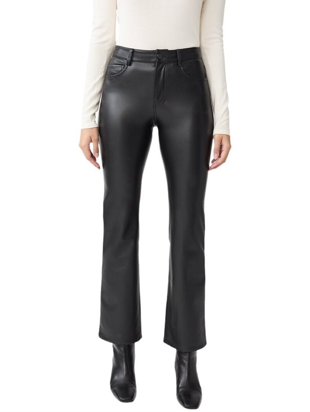 J. McLaughlin Brandy Faux Leather Black Flare Kick Pants Sz 14 $260 WP59